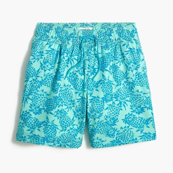 J. Crew Men's Flex Swimwear Pineapple Lined Swim Trunk Shorts - Picture 1 of 12